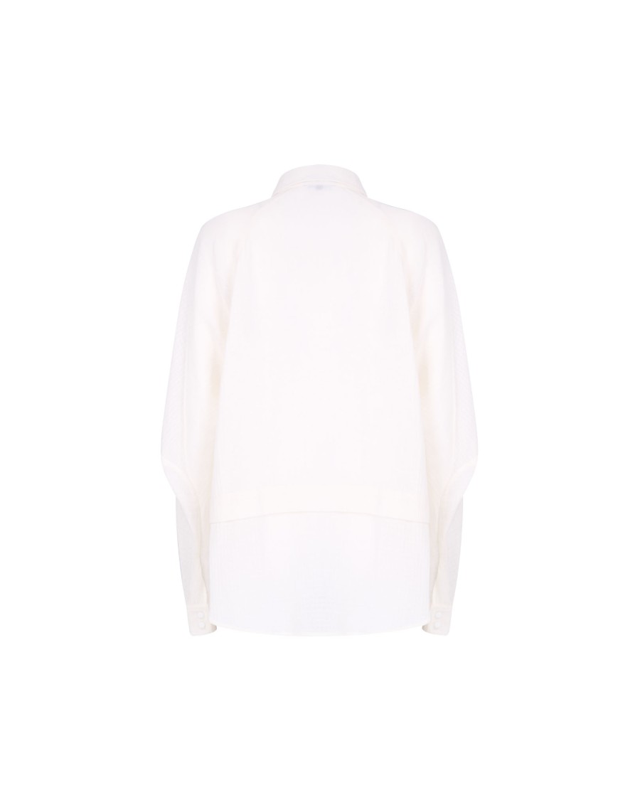 Takaturna Kinetic Shirt With Breathable Cotton Gauze And Versatile Jacket Style In White