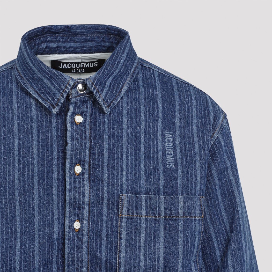 Jacquemus La Chemise Boulanger Blue Stripe Cotton Shirt In Blue