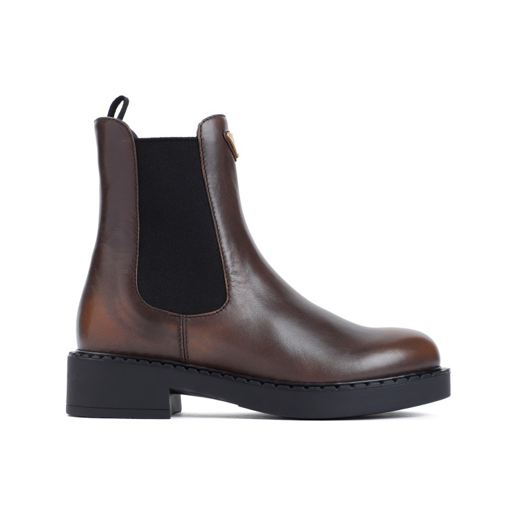 Prada Calf Leather Boots In Brown
