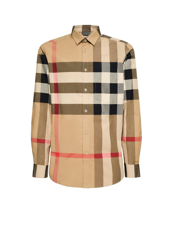 Burberry Check Cotton Shirt In Neutrals