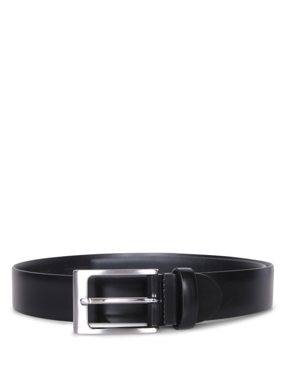 Canali Smooth Leather Belt In Black