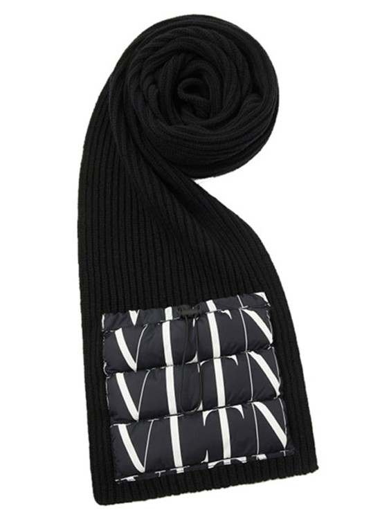 Shop Valentino Wool Logo Scarf In Black