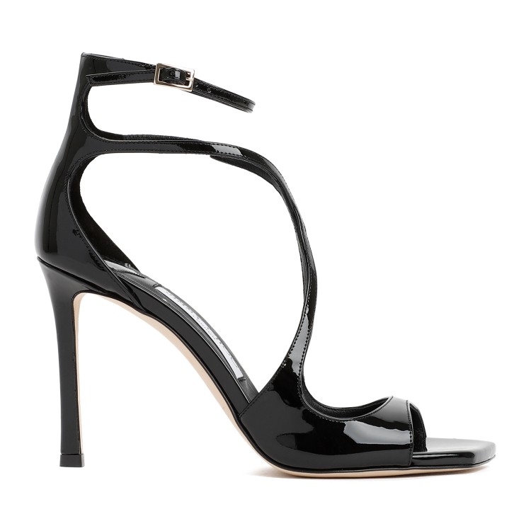 Jimmy Choo Womens Black Azia 110 Strappy Patent Leather Sandals In Black
