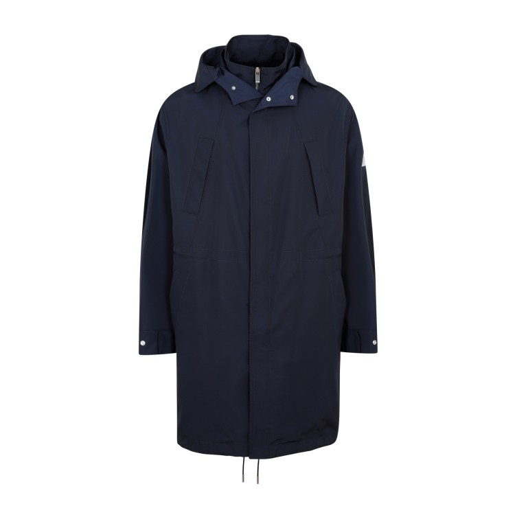Shop Dior Blue Hooded Parka Coat
