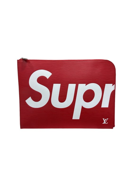 Pre-owned Louis Vuitton Jour Clutch Gm X Supreme L.e. In Red