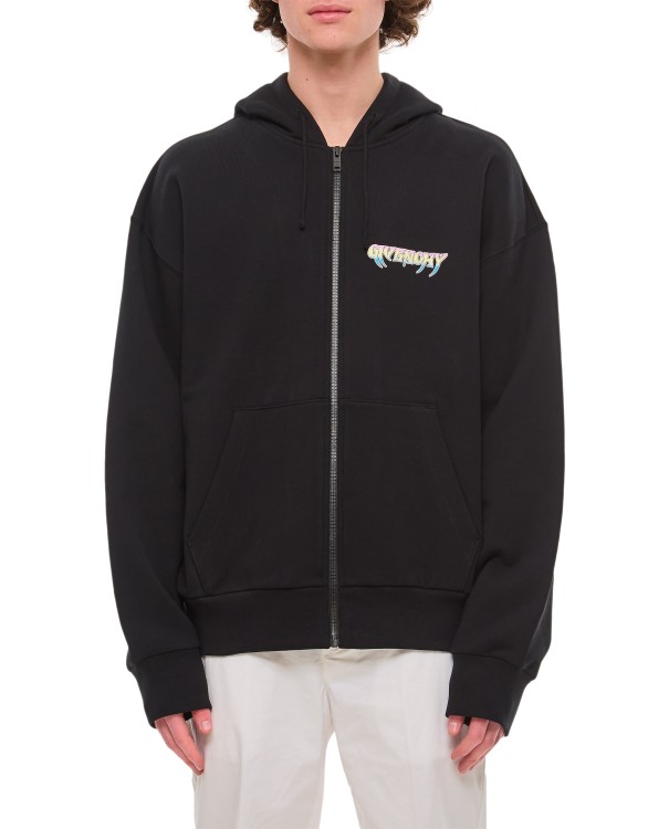 Givenchy Graphic Printed Zipped Hoodie In Black