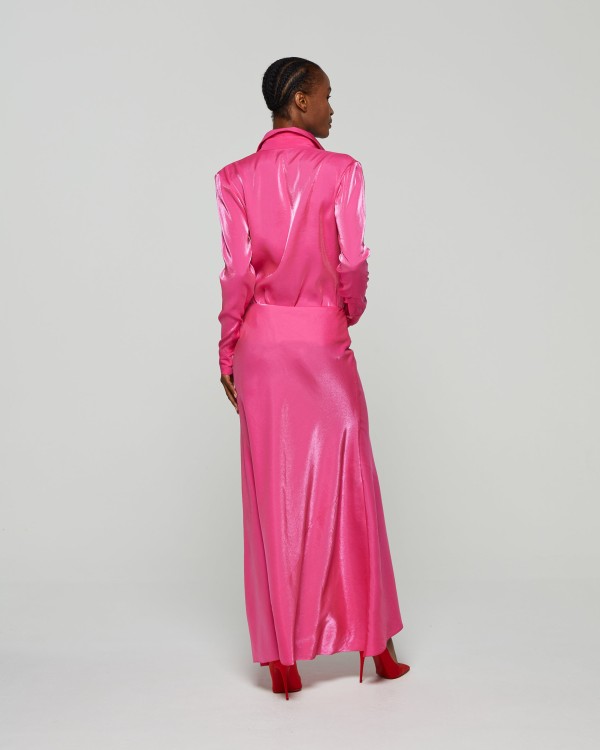 Shop Serena Bute Bias Maxi Skirt - Fluro Pink