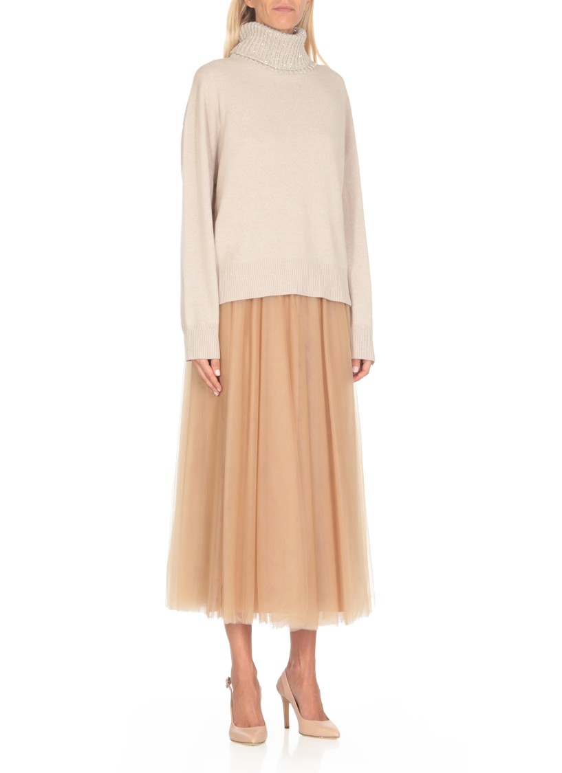 Fabiana Filippi Long-sleeved High-necked Sweater In Neutrals