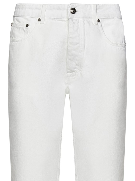 Shop Palm Angels White Cotton Denim Straight-leg Jeans