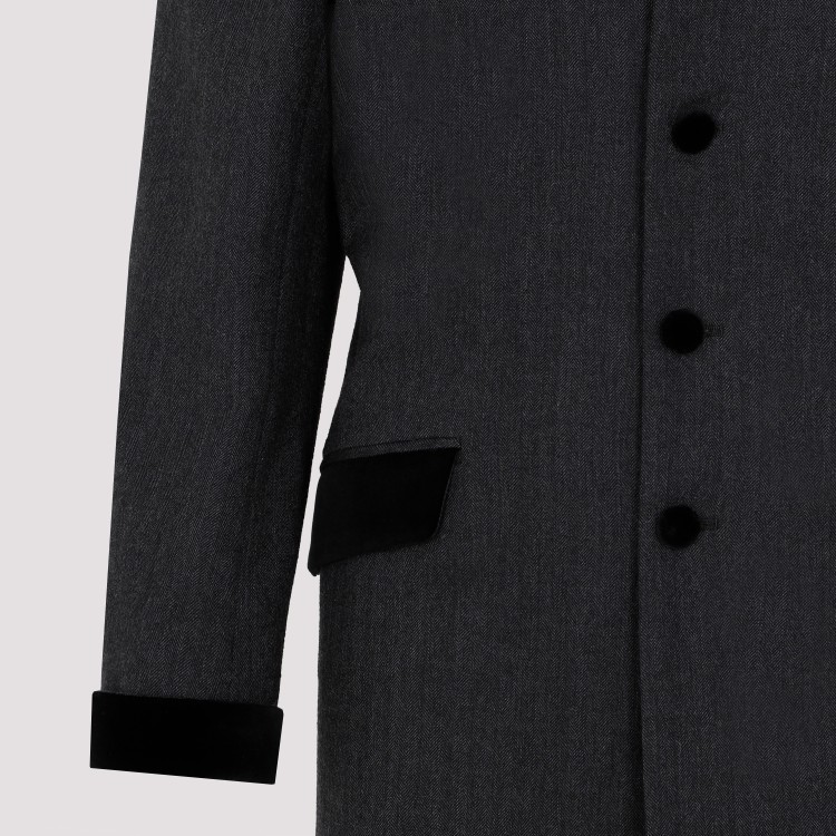 Maison Margiela Charcoal Gray Wool Long Jacket In Black