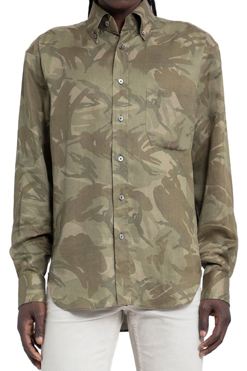 TOM FORD CAMO PRINT FLUID FIT LEISURE SHIRT