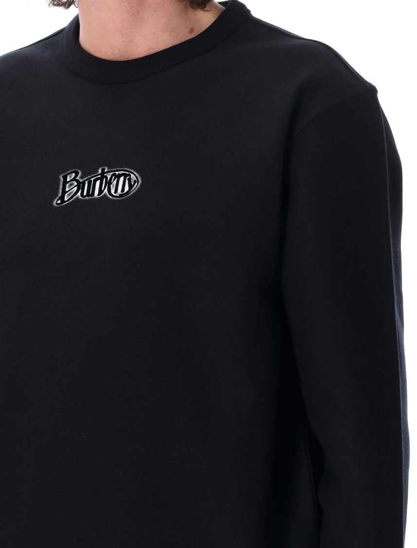 Burberry Black Logo Cotton Blend Sweatshirt In Black