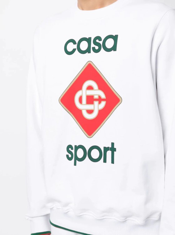 Shop Casablanca Logo-print Organic Cotton Sweatshirt In White