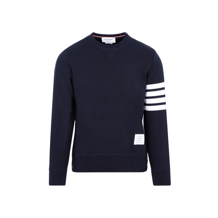 Shop Thom Browne Navy Cotton Classic 4-bar Sweatshirt In Blue