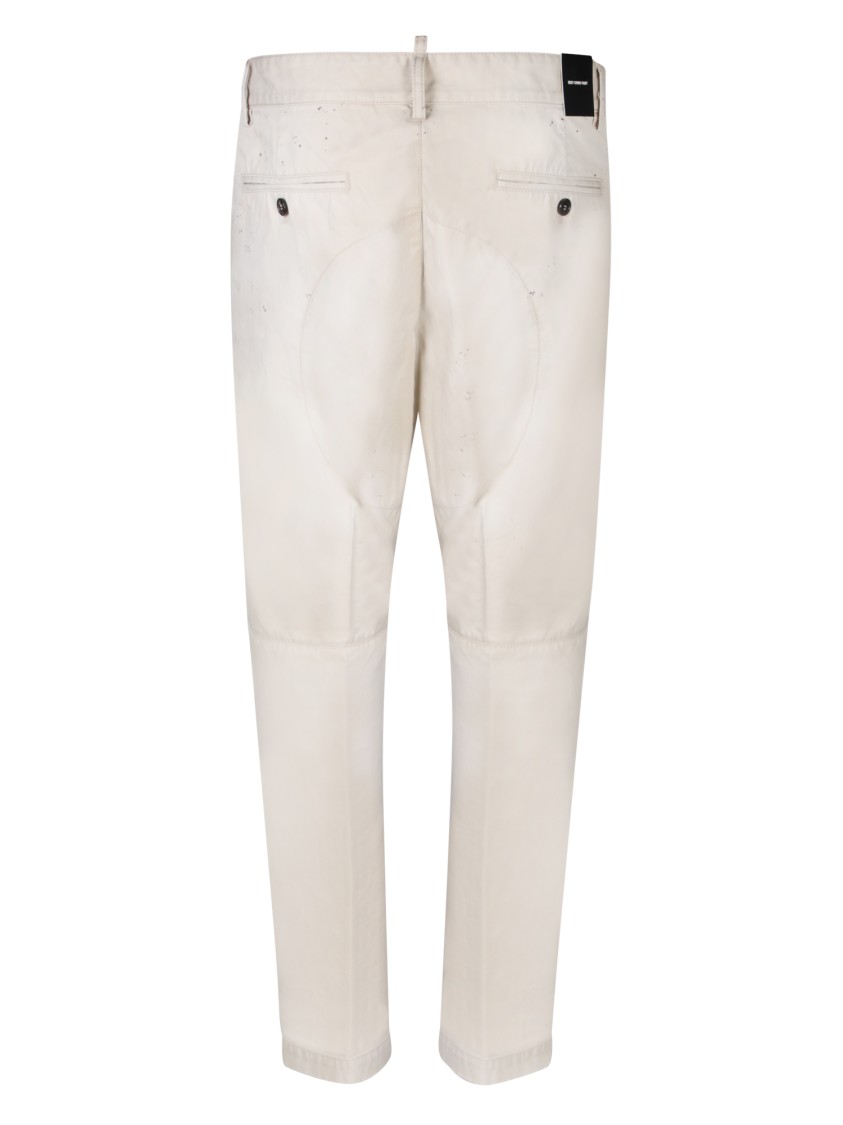 Dsquared2 Men's Cotton Twill Trousers With Embroidery In Neutrals