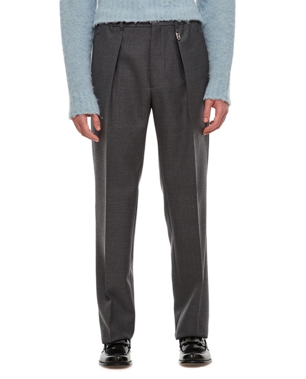Shop Fendi Trousers Wool Crepe In Grey