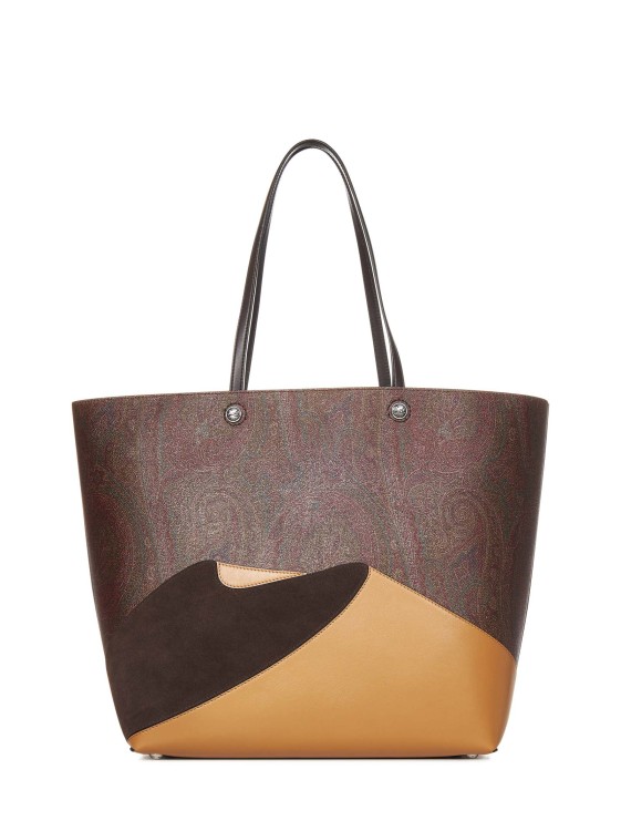 Shop Etro Maxi Shopping Bag In Paisley Jacquard In Brown