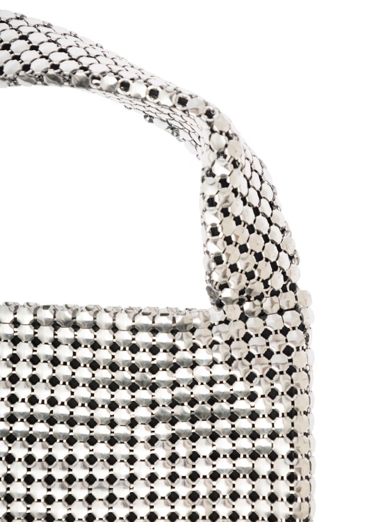 Shop Rabanne Pixel' Silver-tone Tote Bag In Metallic Mesh In White