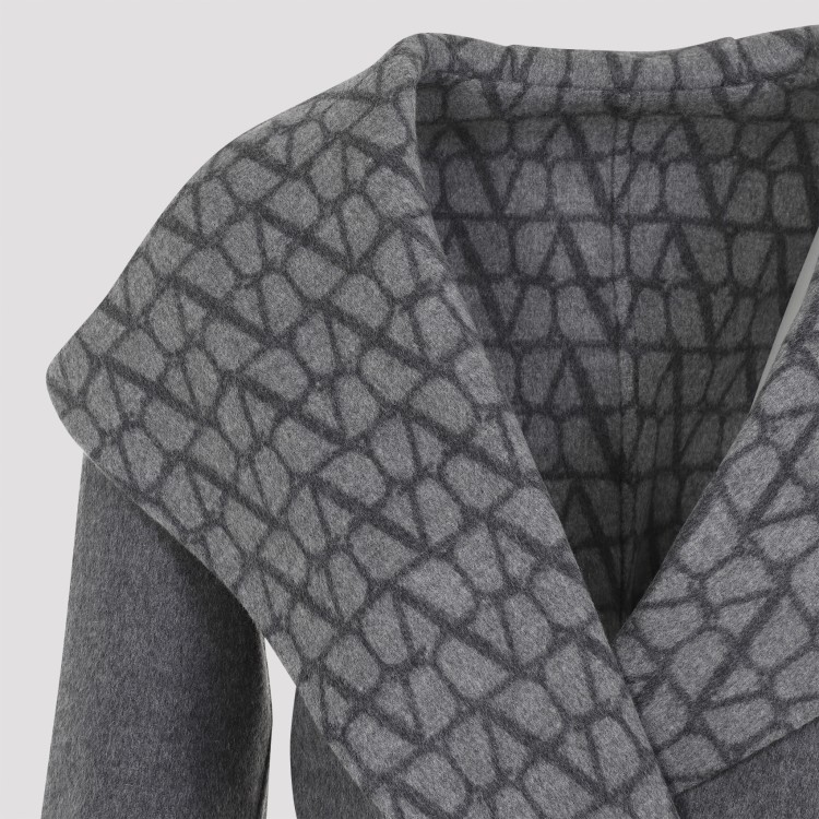 Valentino Reversible Toile Iconographe Coat In Grey