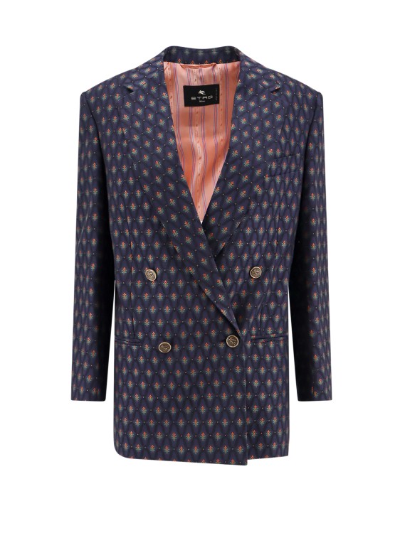 Etro Wool And Cotton Blazer With Pegaso Buttons In Black