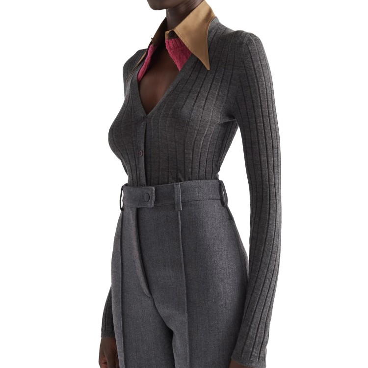 Shop Prada Cashmere And Silk Cardigan In Grey