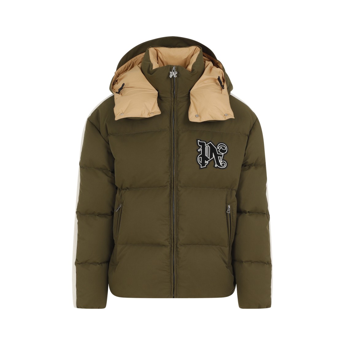 PALM ANGELS PALM ANGELS MEN'S FEATHER DOWN JACKET WITH CONTRAST HOOD 