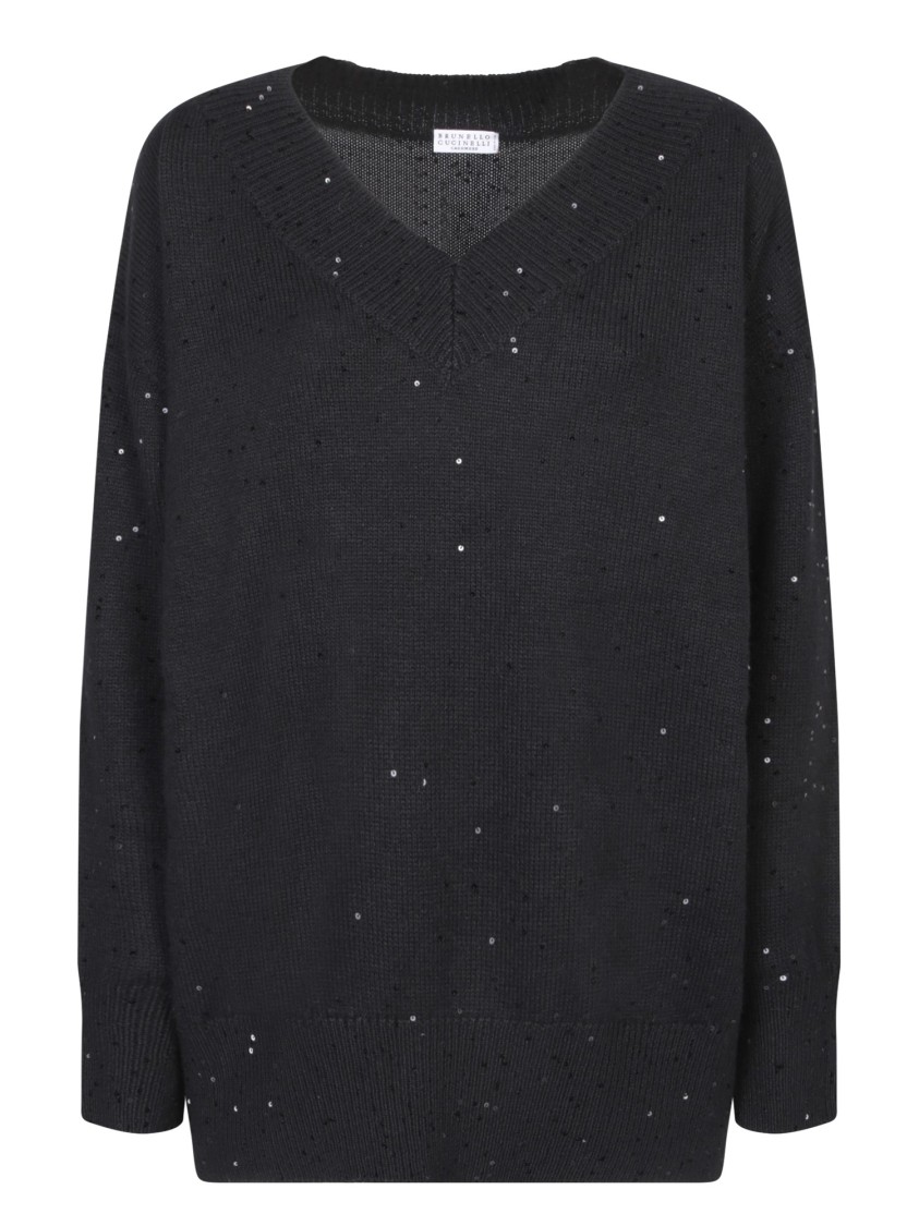 Brunello Cucinelli Sequin-embellished Sweater In Black