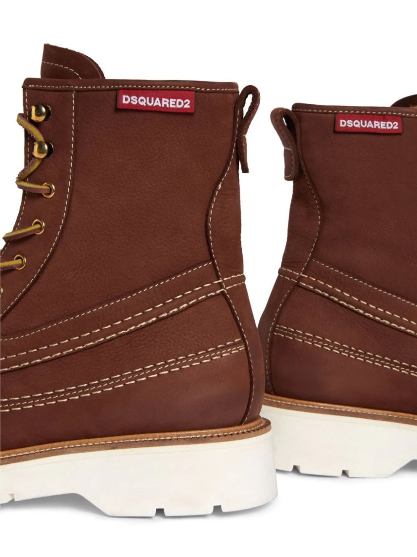 Dsquared2 Raised-seam Leather Boots In Brown