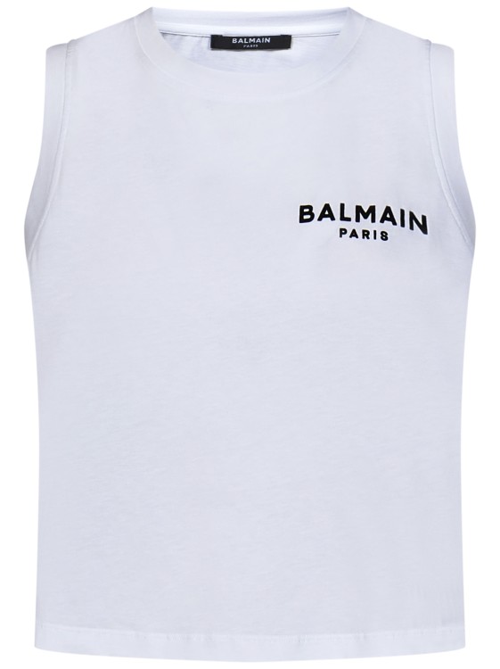 Shop Balmain Boxy Fit Tank Top In White