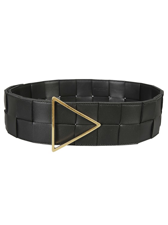 Shop Bottega Veneta Maxi Intreccio Triangle-buckle Belt In Black