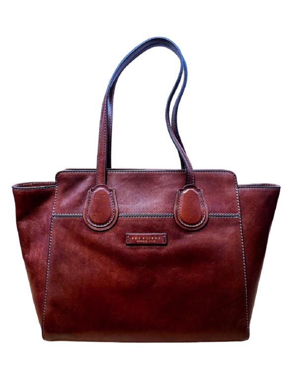 The Bridge Leather Shopping Bag In Brown