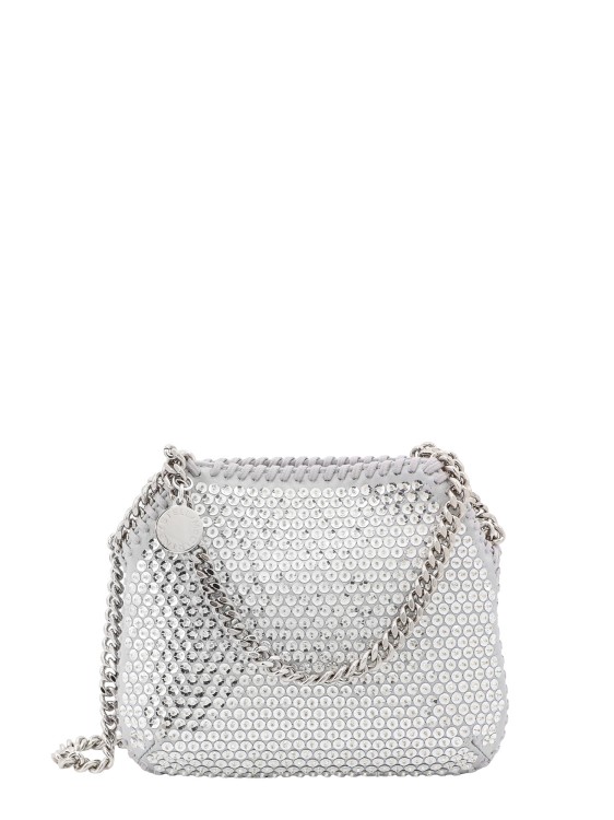 Shop Stella Mccartney Satin Shoulder Bag With Sequins In Silver