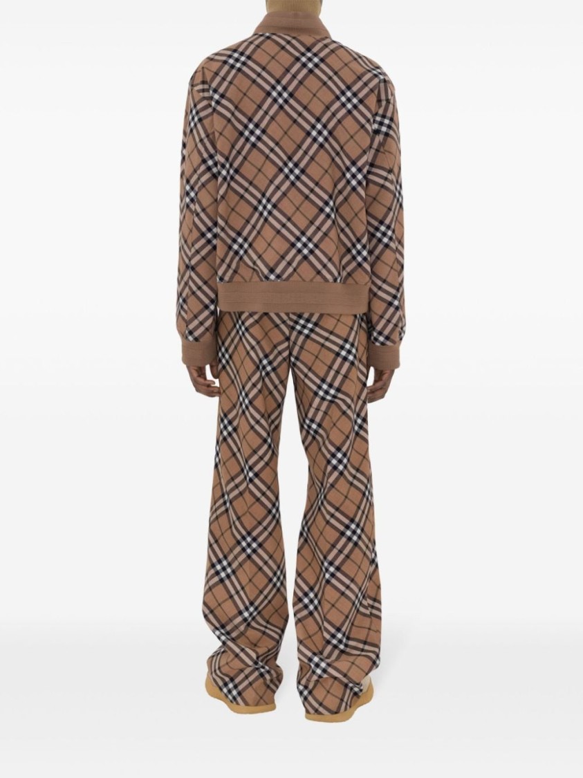 Burberry Check Print Wool Blend Harrington Jacket In Brown