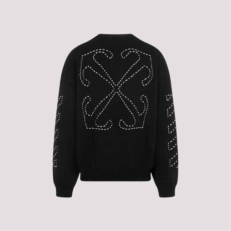 Off-white Regular Fit Jersey With Distinctive Logo And Textured Detailing In Black