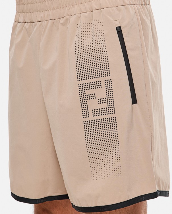 Shop Fendi Shaded Ff Gym Shorts In Brown