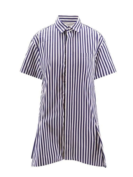 Shop Sacai Cotton Shirt With Striped Motif In Blue