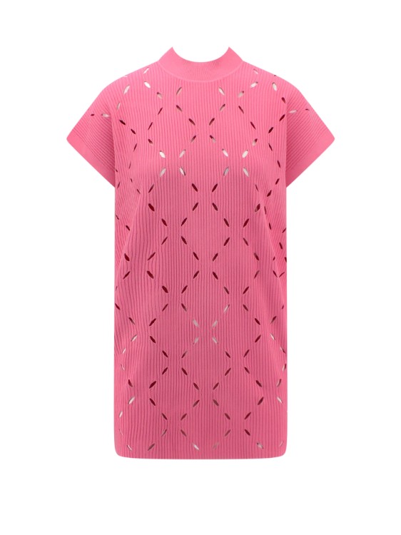 Krizia Viscose Top With Logo Patch In Pink