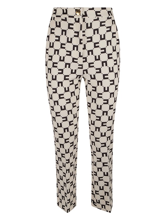 Shop Elisabetta Franchi Monogram Pants In Grey