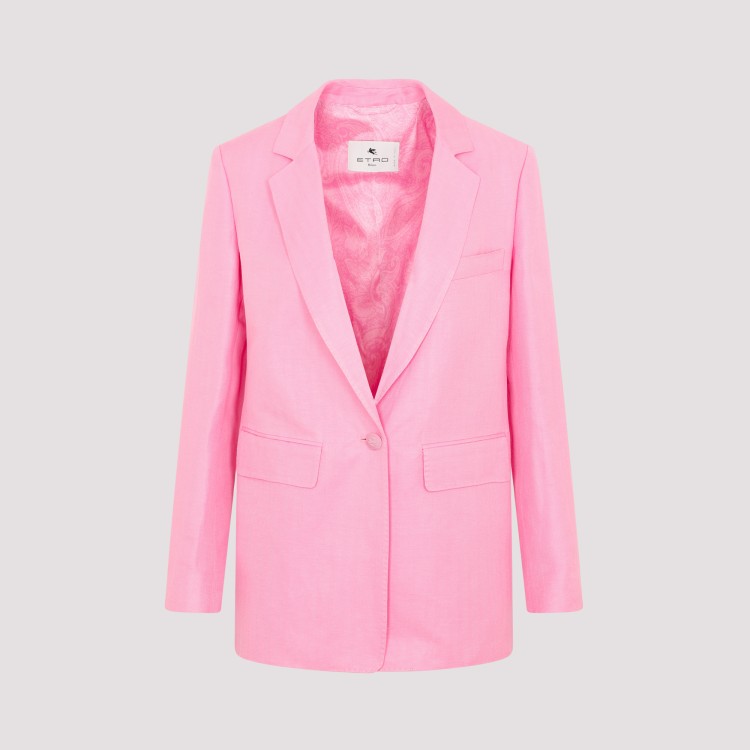 Shop Etro Pink Linen And Silk Fuji Jacket