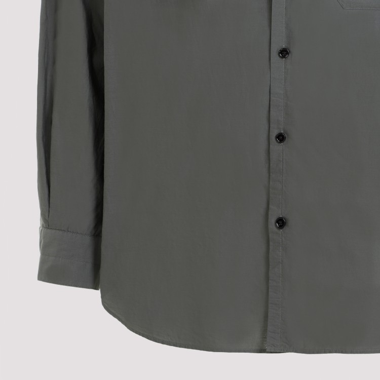 Shop Lemaire Asphalt Green Double Pocket Ls Shirt In Grey