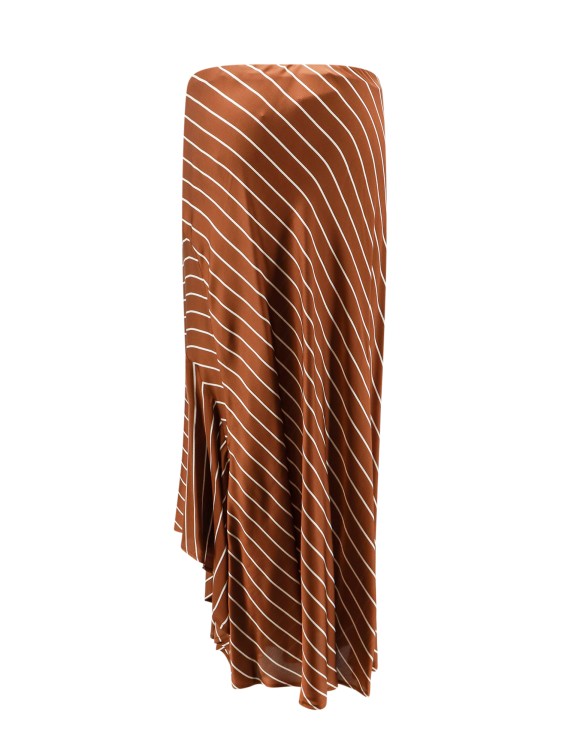 Shop Semi-couture Viscose Skirt With Striped Motif In Brown