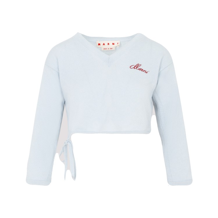 Shop Marni Light Blue Cashmere Sweater In Red