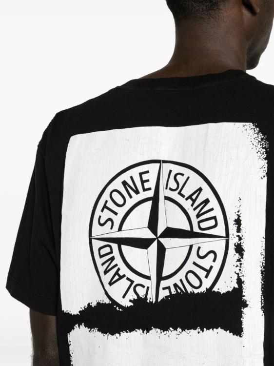 Shop Stone Island T-shirt Compass Print Black
