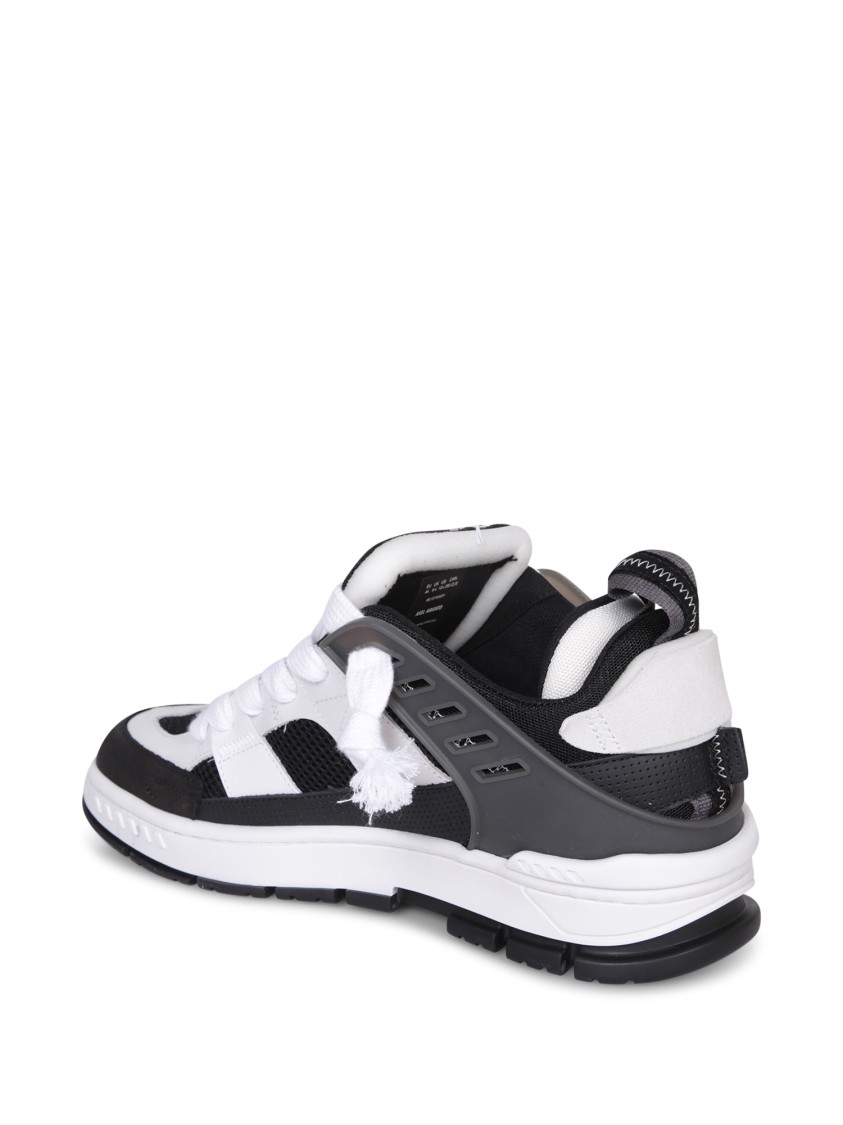 Axel Arigato Area Patchwork Sneakers In Black Leather And Fabric In White