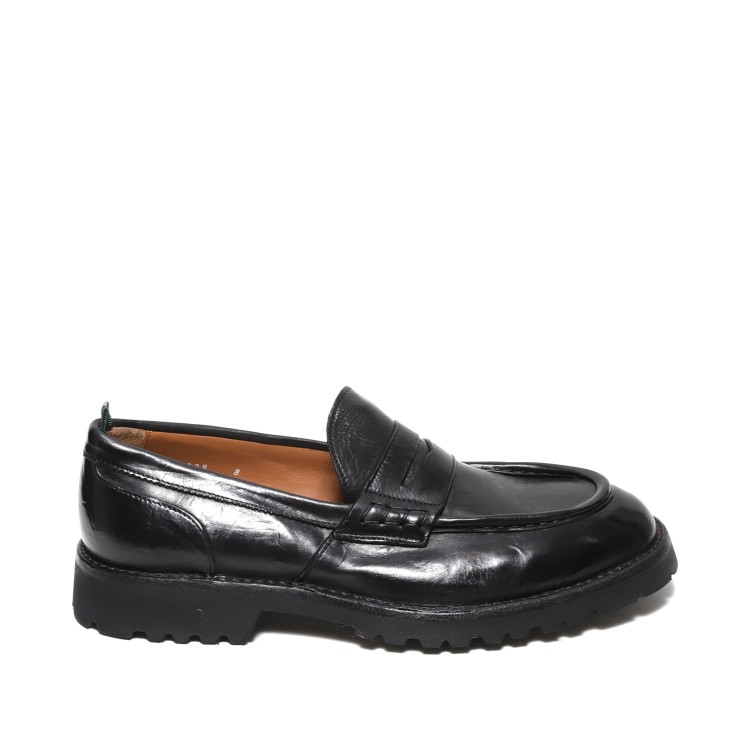 Green George Moccasin In Soft Black Vegetable Tanned Leather