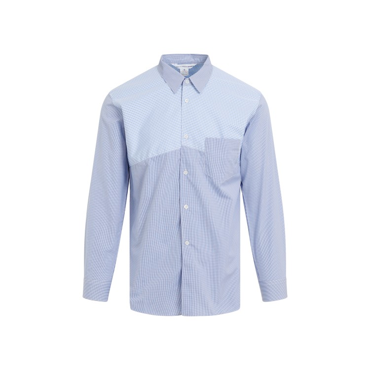 Shop Comme Des Garçons Blue Striped Poplin Shirt