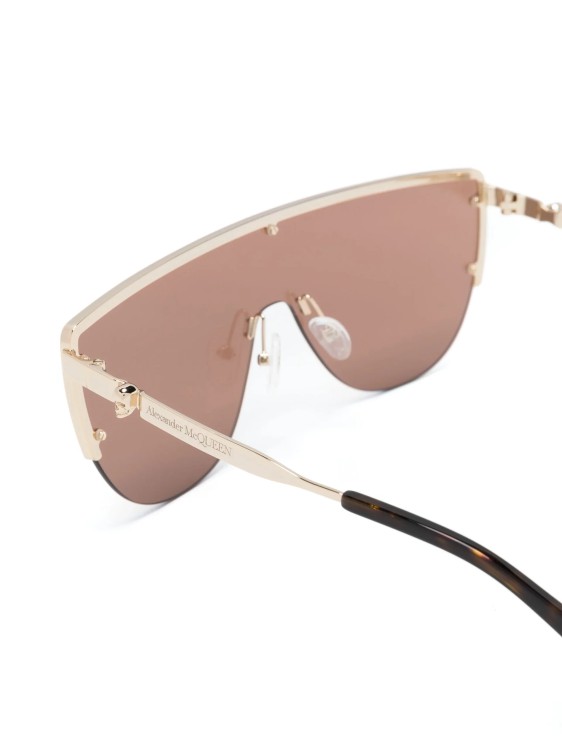 Shop Alexander Mcqueen Golden Shield-frame Sunglasses
