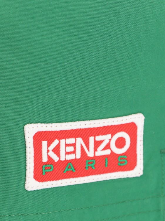 Shop Kenzo Swim Trunks With Logo Patch In Green