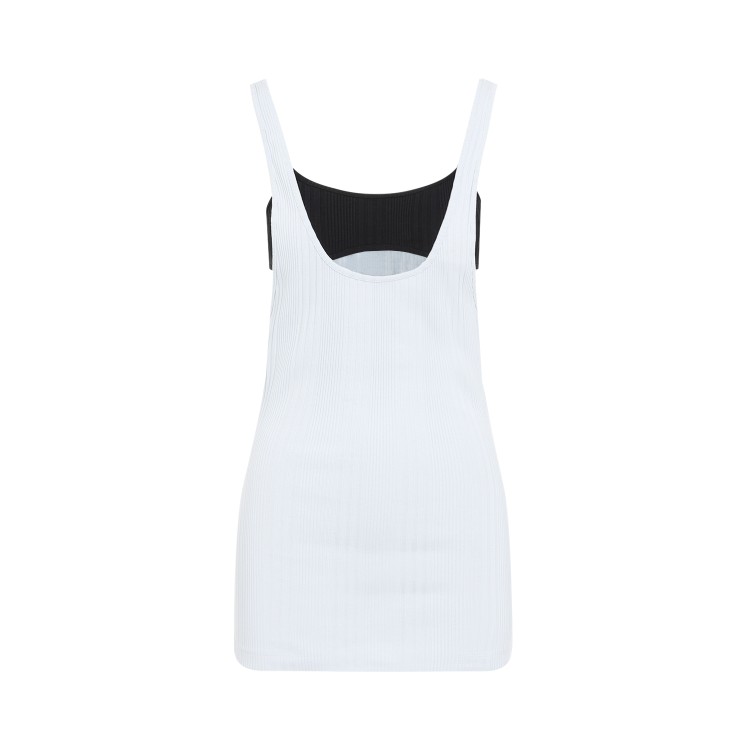 Attico Light Blue Flat Ribbed Tank Top In Blue