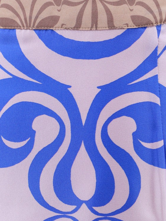 Shop Dries Van Noten Silk Skirt With All-over Print In Blue